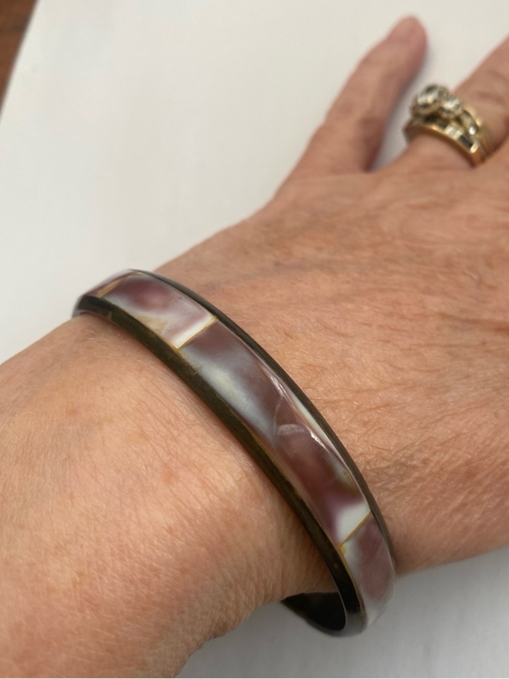 Vintage Abalone Marbled Inlay Cuff Bracelet